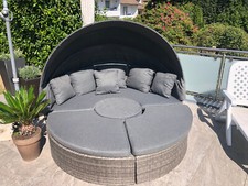 Gartenmöbel Set Sitzgruppe Relaxinsel Berun Lounge Sofa Seitenhocker Rundhocker