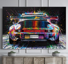 XL LEINWAND BILDER BIS 170x110x5 Porsche 911 Carrera S RENNAUTO BUNT ABSTRAKTES