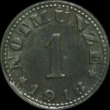 NOTGELD: 1 Pfennig 1918. H. HEYE GLASFABRIK SCHAUENSTEIN / HESSEN-NASSAU.