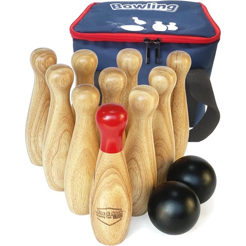 Bowling set holz dosenwerfen - set,