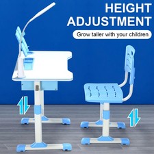 Kinderschreibtisch Set mit Lampe, Höhenverstellbar Schreibtisch Lernschreibtisch