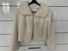 Bolero Jacke Jäckchen Fell Pelz Teddy Hochzeit Kommunion Gr. 34 / 36 / XS S Weiß