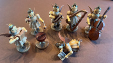 Alt Holz Natur Engel Musiker Figuren Weihnachten Deko 6cm Sammlerstücke defekt