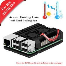 Raspberry Pi 2B / 3B / 3B + Metallgehäuse mit Doppel-Lüfter, integrierter Kühlkö