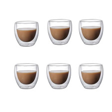 5 Größen 6er Pack Klar Doppelwandig Glas Kaffeebecher Isolierschicht Tassen Set für 