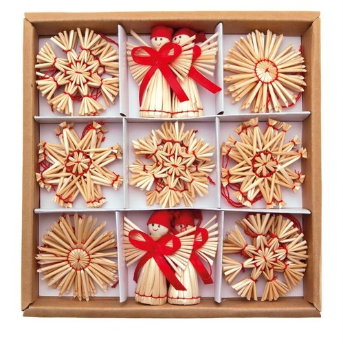 Stroh christbaumschmuck box - christbaumschmuck,