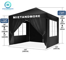 3x3m Pavillon in Schwarz, Faltpavillon, Partyzelt, Festzelte Leihen / Mieten -36