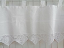(19,90€/1Stk) Scheibengardine Landhaus Weiß Shabby Chic Häkelspitze Leinenoptik 