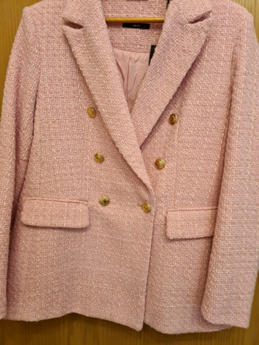 Rosa winterblazer aus bouclè - aus,