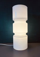 HABITAT Leuchte Fitz weiß Vintage Mid Century Space Age Tischlampe Glas hooped