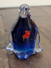 Glas pinguin figur blau mit - pinguin,