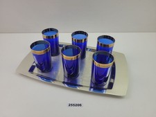 6x Gläser Blau Goldrand
