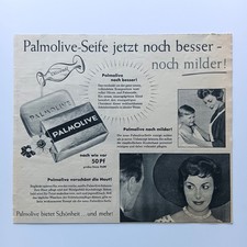 1958 Palmolive Seife Colgate Kosmetik Werbeanzeige Werbung Reklame Advertising
