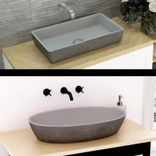 Aufsatzwaschbecken Waschtisch Waschbecken Mineralguss Betonoptik Grau Oval Eckig