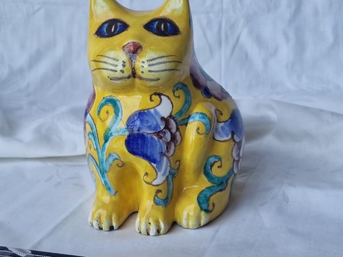 Gelbe 12cm keramik katzenfigur - gelbe,