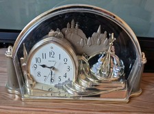 Seiko Uhr Tischuhr Kaminuhr Drehpendeluhr Musikanten gold silbern