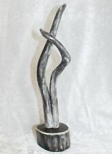 Originelle Holz Skulptur Statue  H 33 x  B 8 cm Treibholz Schwemmholz auf Holzso