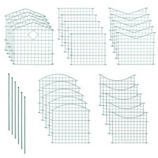 Teichzaun Gartenzaun 11-tlg Set Teich Zaun 5 Zaunelemente Gitterzaun Metall Grün