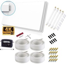 SELFSAT H30D4+ SET Quad Flachantenne Full HD 4K UHD 4 Teilnehmer Fensterhalter