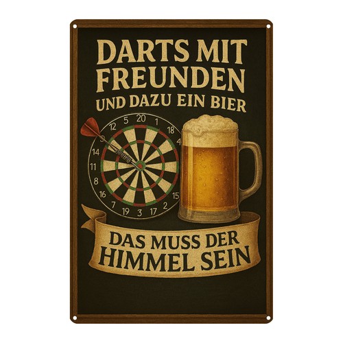 Darts freunde bier blechschild - darts,
