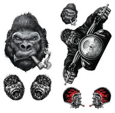 Aufkleber-Set Gorilla Biker 2x