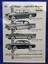 Sunbeam, Hillman, Humber, originale Werbung aus 1959,  laminiert