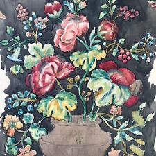 4/5: Mischtechnik Gemälde Blumen Entwurf Stoff/Tapete mgr.cTh ~Cella Thoma ~1900