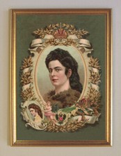 Sisi Sissi Kaiserin von Österreich K&K Monarchie Krone Portrait Faks 26 Gerahmt