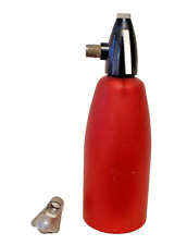 Sodaflasche Sodaspüher Syphon Sodasyphon Sprudler Wassersprudler rot mit Halter