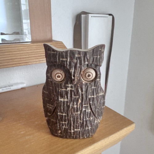 Holzfigur eule tier - eule, braun