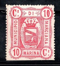 Marciana Marina - Ungebr. * MH 100% Italien fiskalisch 10 Cent. Rathaus, Rot