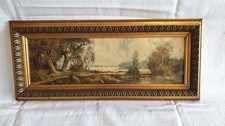 Ölgemälde aus Nachlass, Naturlandschaft mit See, Holzrahmen