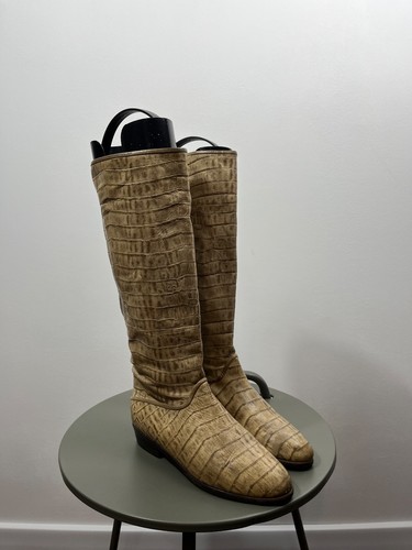 Vintage beige kroko - beige, kroko-prägung