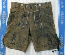 BESTICKTE BRAUNE LEDERHOSE -