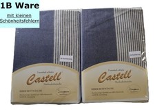 Bettwäsche 155x220 cm Bio Baumwolle Biber Winter 4tlg Castell melange blau 1b