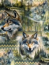 Canvas Wolf Digital Stoff Dekostoff Baumwollstoff