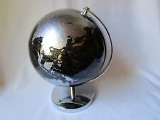 Globus Globe Erdkugel schwarz silber 18cm dm ca. 25cm hoch modern gut erhalten