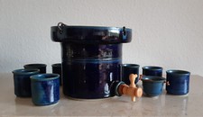 Weinfass mit Zapfhahn Unikat Keramik +Becher +Tropfschale Rumtopf Bowle Bierfass