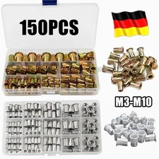 150x Nietmutter-Sortiment Edelstahl Blindnietmuttern Set M3-M10 Einnietmuttern
