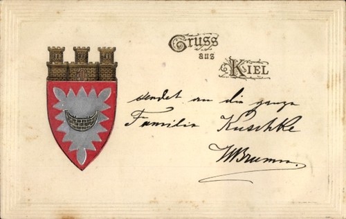 Präge wappen litho kiel - präge,