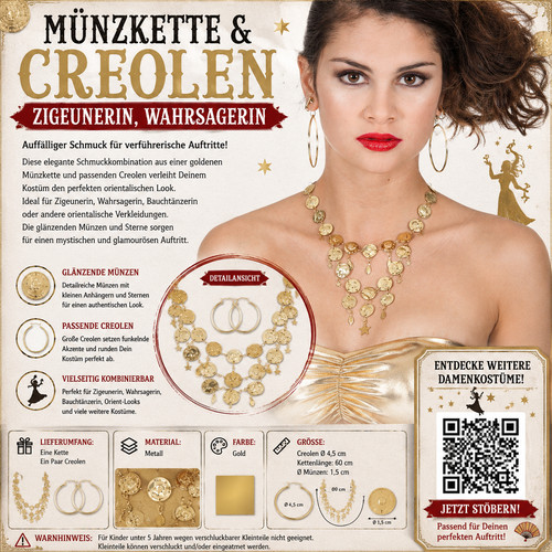 Münzkette creolen gold - münzkette,