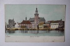 AK Leer Ostfriesland Rathaus mit Hafen um 1900