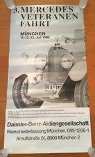 Original Plakat, 3. Mercedes Veteranen Fahrt, München 11./12./13. Juli 1986