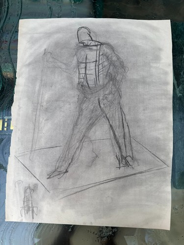 Antike zeichnung 45x60cm kohle - zeichnung,