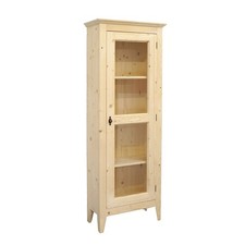 Schmaler Vitrinen-Schrank Bücherschrank Weichholz unbehandelt B: 68 cm -11787-