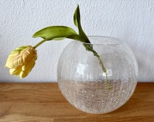 Dekorative bauchige Kugelvase Glasvase Vase rund Splitterglas klar Blumenvase