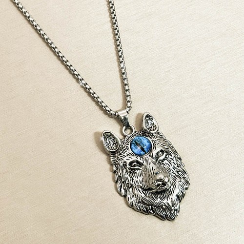 Halskette mit wolf anhänger - wolf,