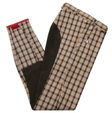 Euro-Star Reithose Benny Check, Vollbesatz Stiefelreithose, braun kariert