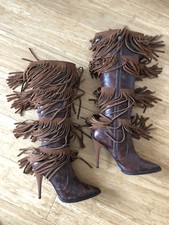 Ferde Sexy Stiefel Winterstiefel Hippie 39 Leder Echtleder GoGo Western Country