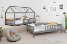 ANGEBOT 2-in-1 HausbettBodenbett"Duo"inkl.RollrostB-WARE Kiefer Hellgrau 100x200